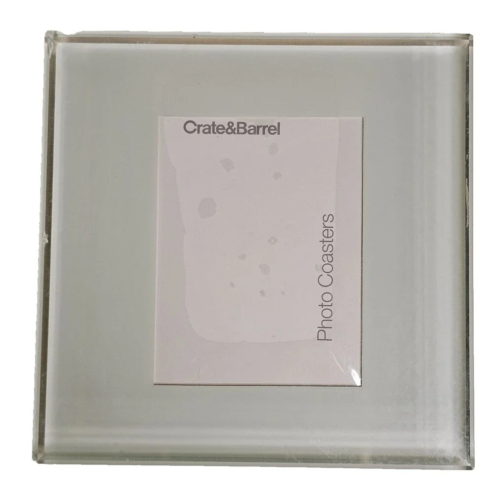 Crate & Barrell Picture Frame Coasters Glass 3.5